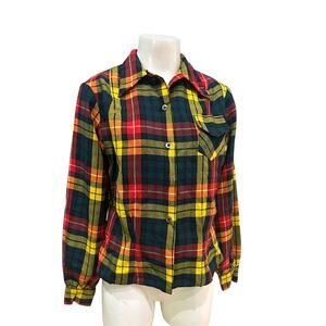 RARE 1940s Hudson’s Bay Tartan Plaid 49er Shirt Top / Women’s Medium -